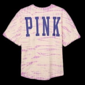 Victorias Secret Pink Varsity Short Sleeve Crew Tee Shirt Tie Dye XLarge